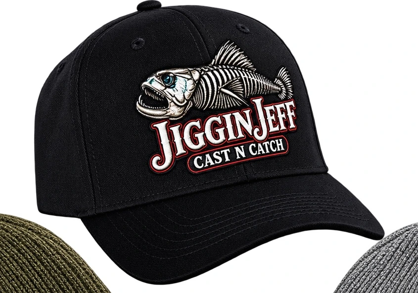 Black Jiggin Jeff Cast N Catch ball cap