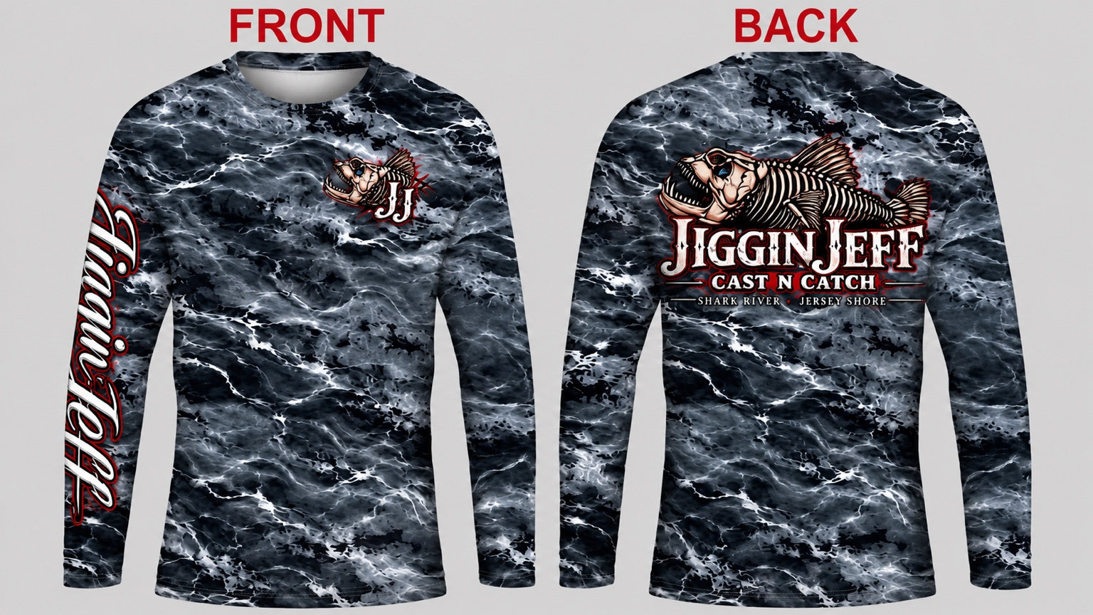 Squall Runner UPF 50 performance fishing shirt, original front and back views