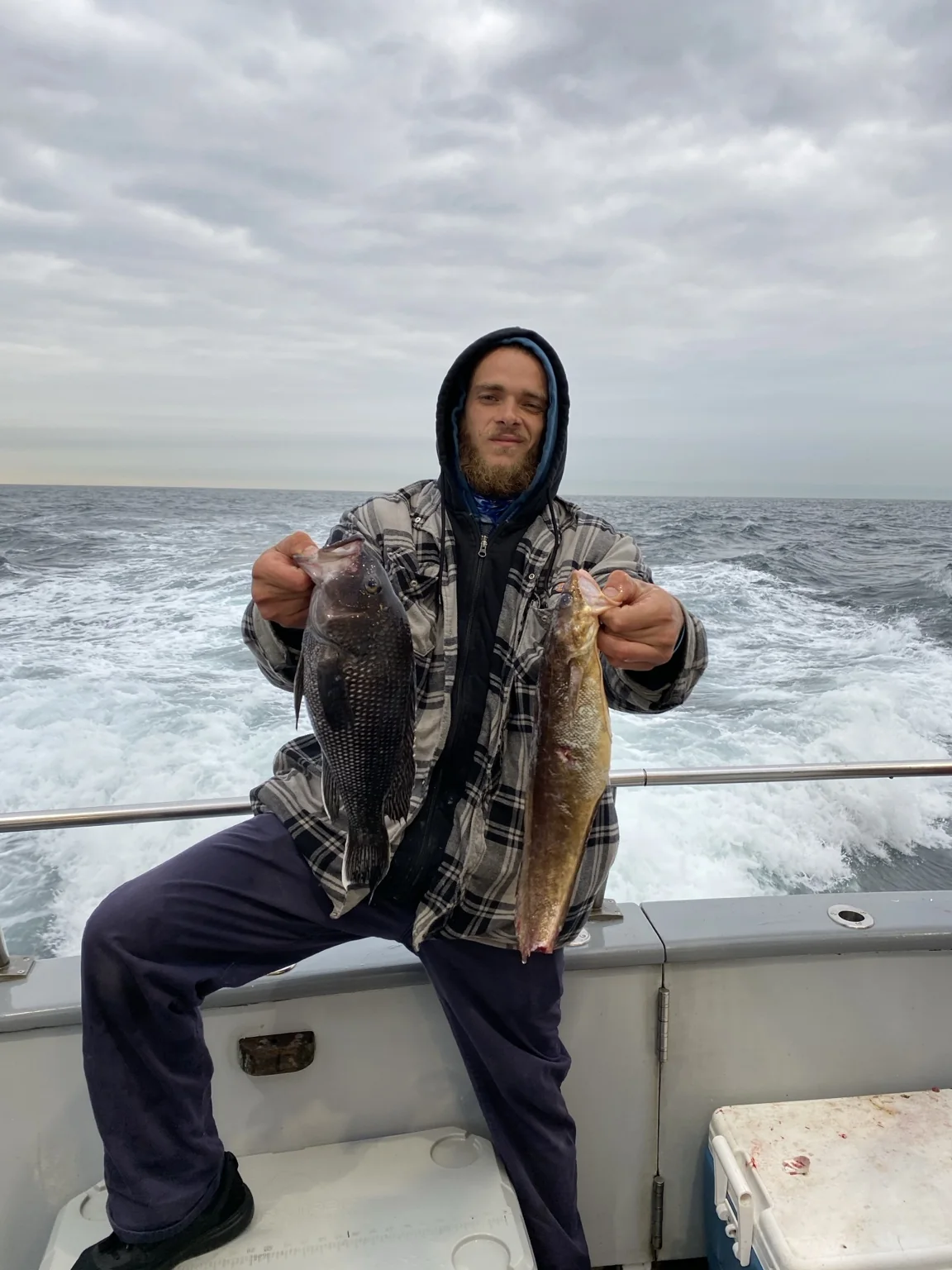Fishing catch on a hand-tied rig
